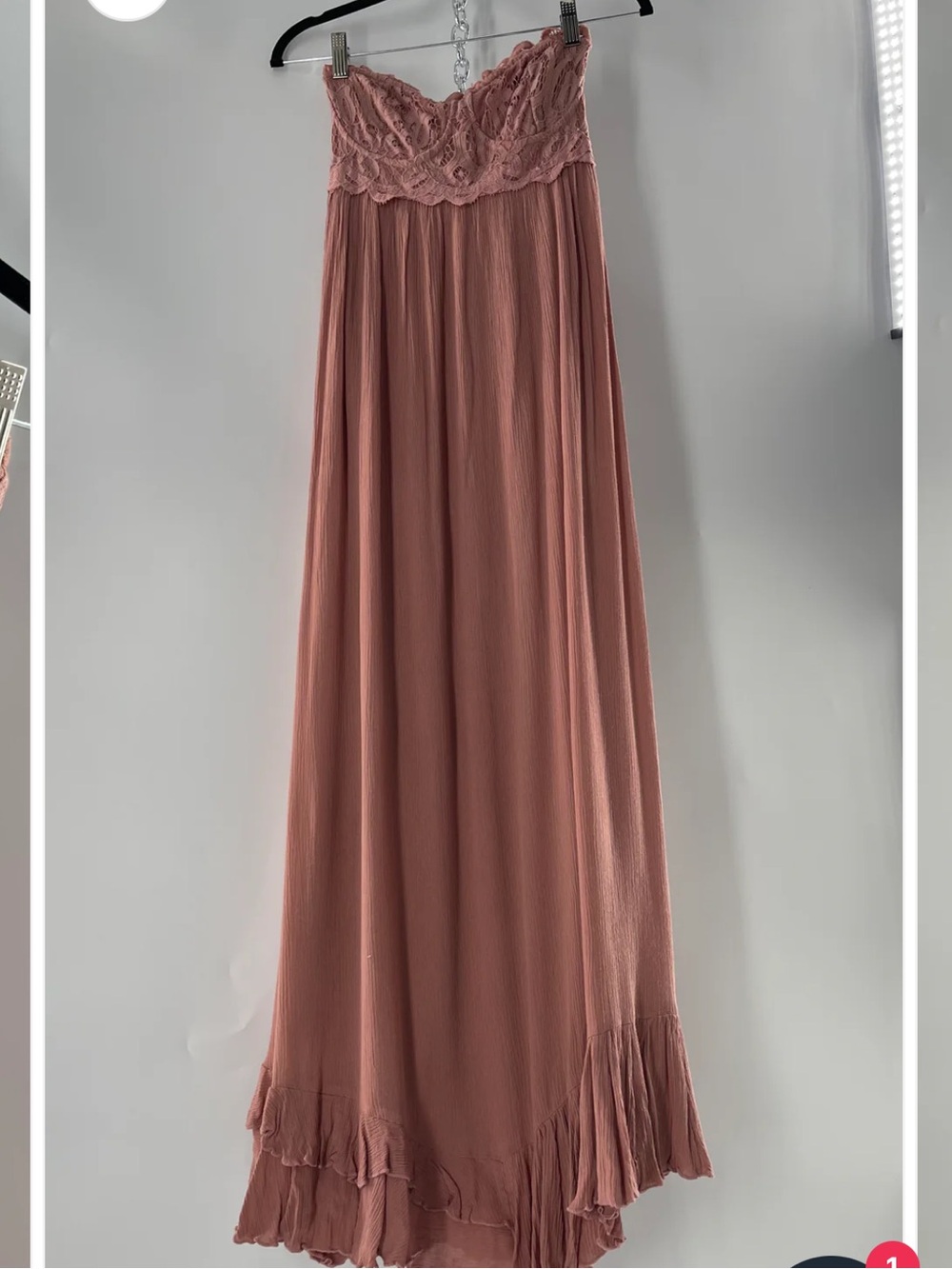 Free People Adella Corset Strapless Lace Maxi Dress Dusty Rose Mauve Pink Large - Picture 5 of 6